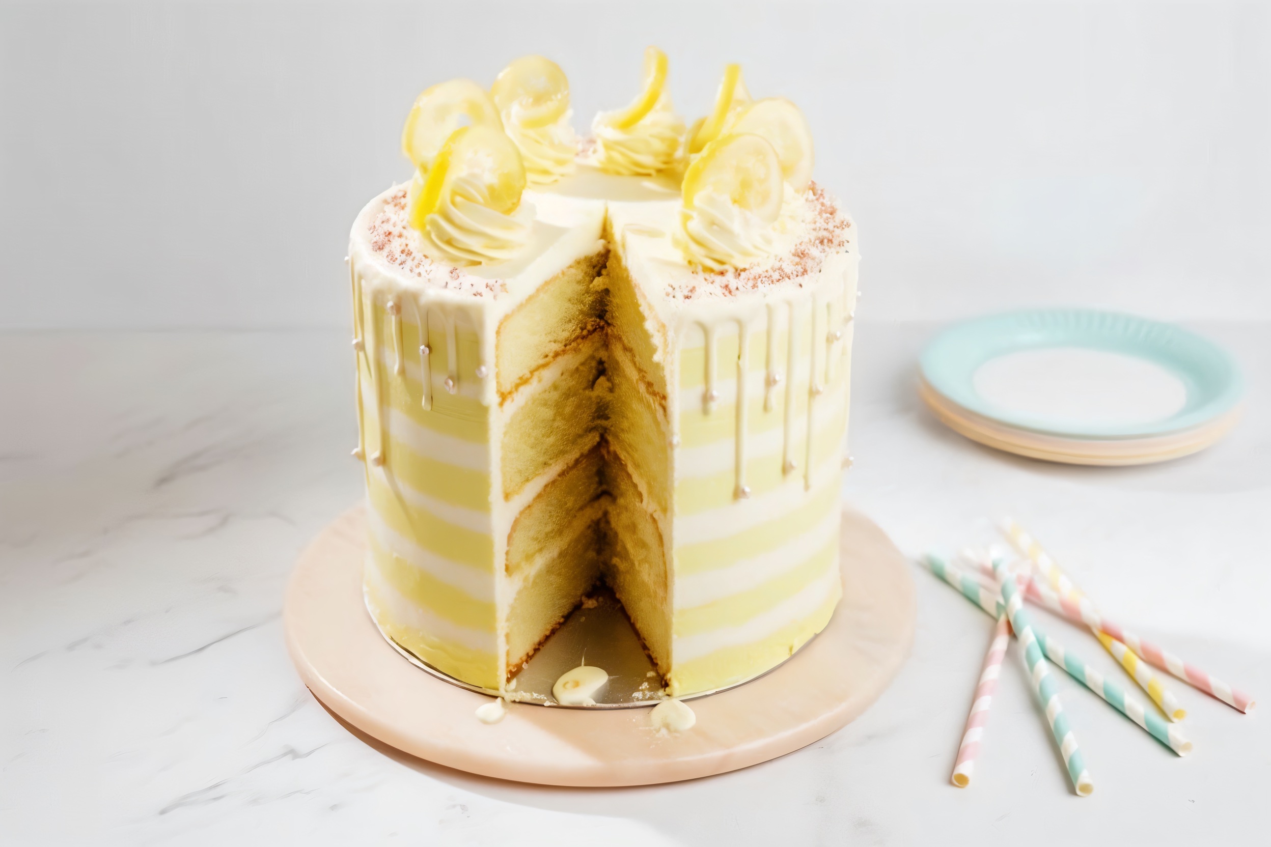Lemon drizzle cutting cake