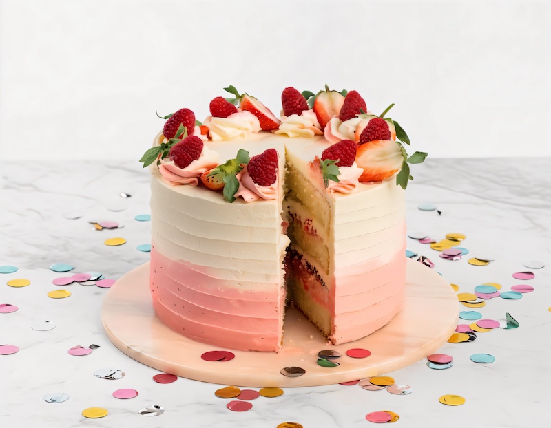 Berries cream cake slice