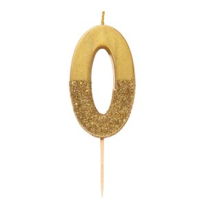 gold glitter number candle – 0