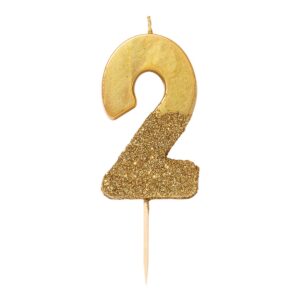 Gold glitter number candle – 2