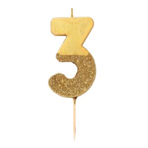 gold glitter number candle – 3