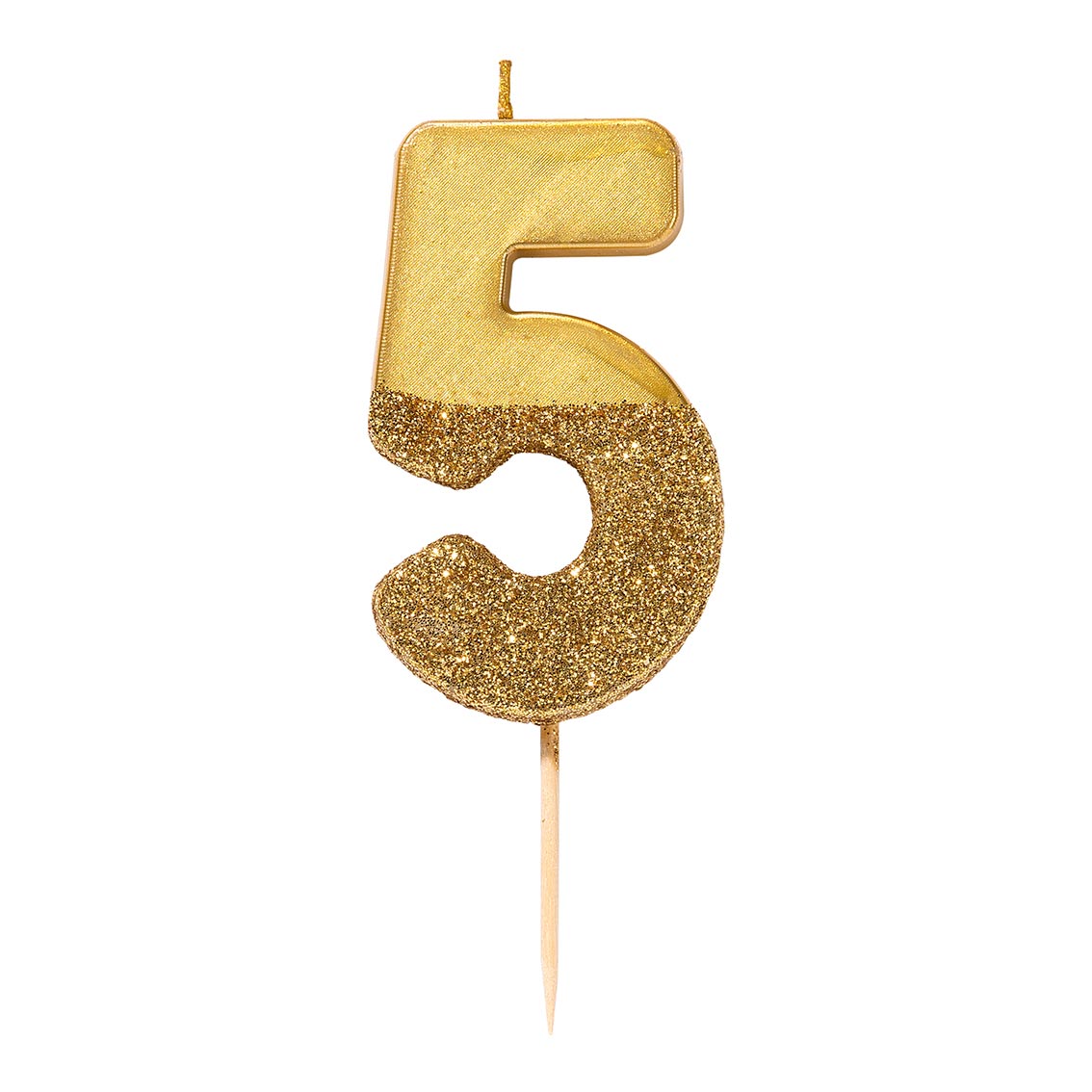 Gold Glitter Number Candle – 5