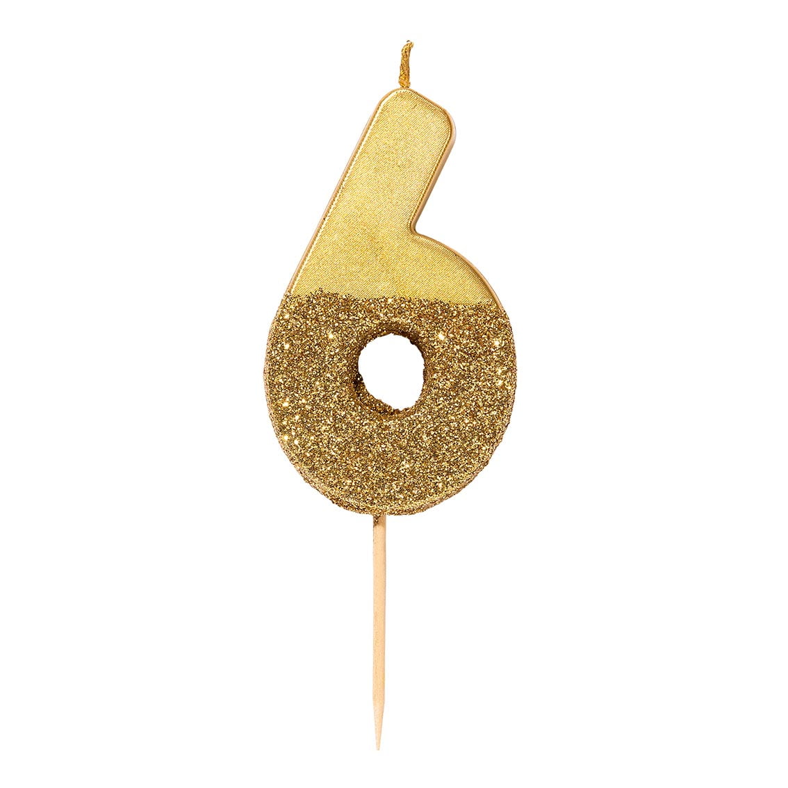 Gold Glitter Number Candle – 6
