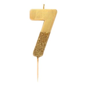 gold glitter number candle – 7