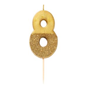 gold glitter number candle – 8