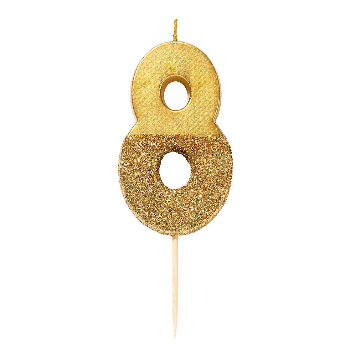 Gold Glitter Number Candle – 8
