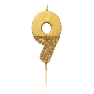 gold glitter number candle – 9