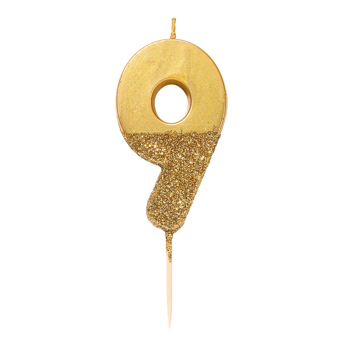 Gold Glitter Number Candle – 9