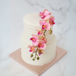two tier ruffled wedding cake