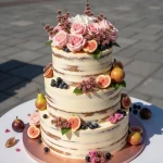 three tier half masked wedding cake