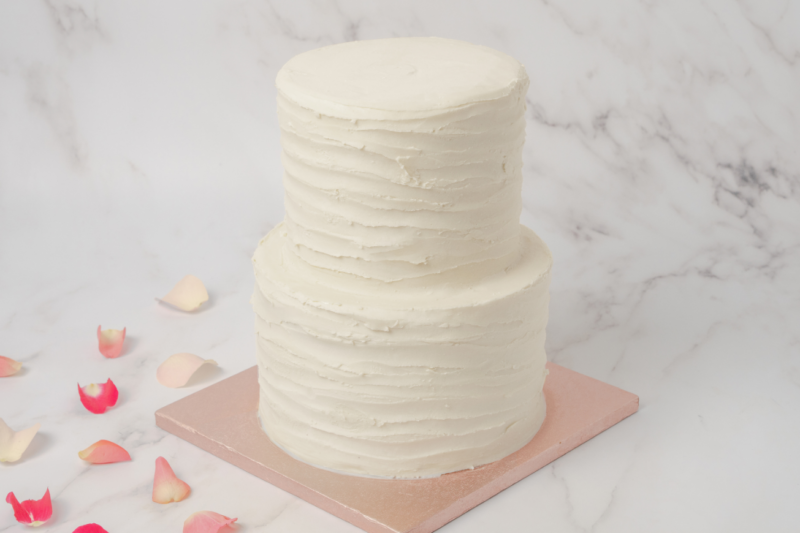 two tier ruffled wedding cake