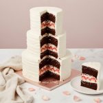Wedding three tiers ruffled sliced cake