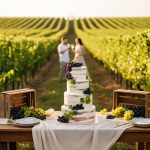 four tiers half masked vineyard wedding cake