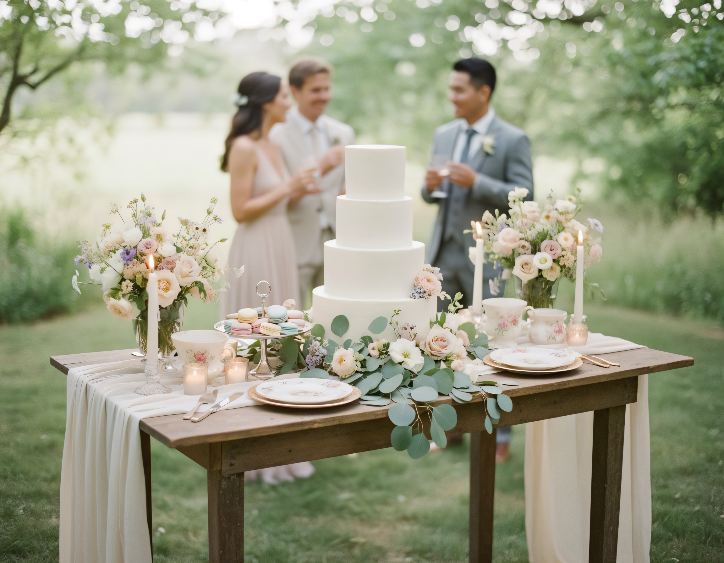 four tiers masked romantic wedding cake