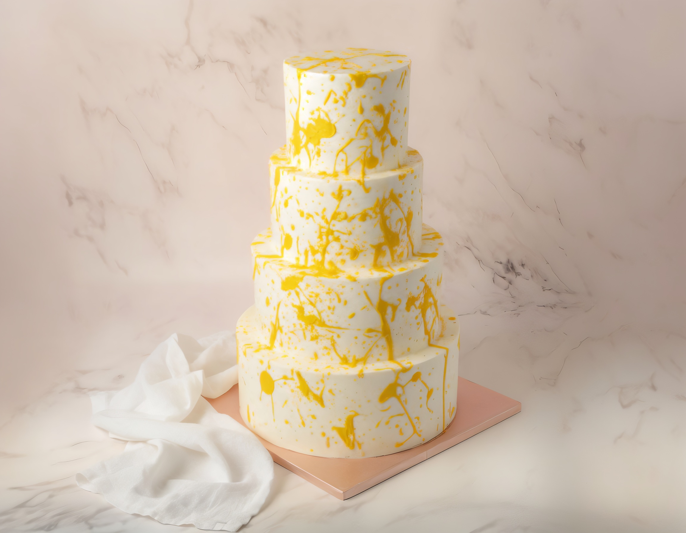 four tiers masked classic wedding cake
