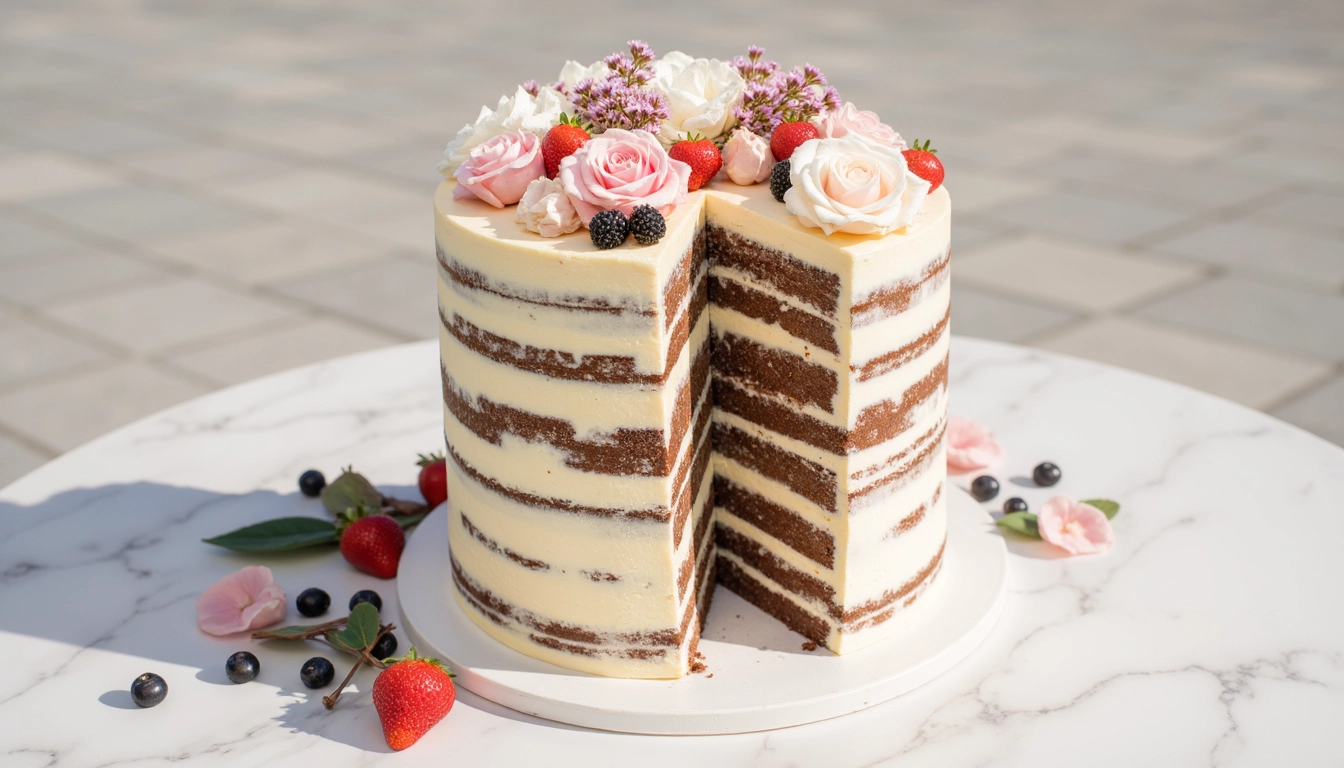 one tier half masked wedding cake