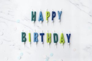 blue & green birthday candle