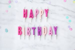 pink & lilac birthday candle