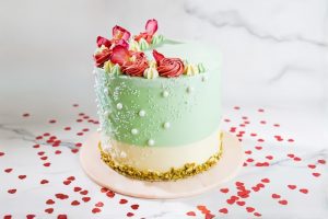 pistachio & rosewater cake
