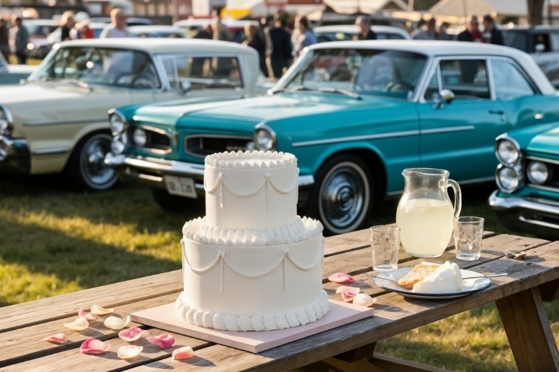 two tier minimal vintage cake in london