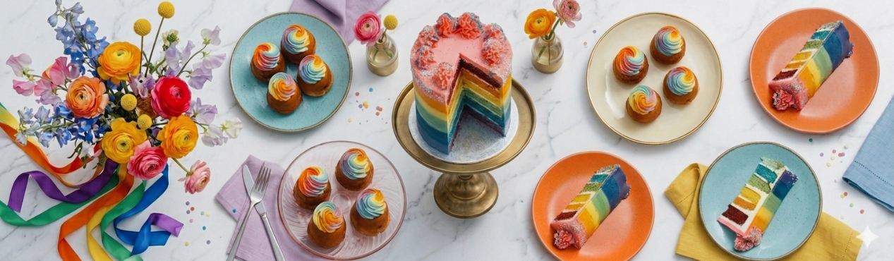 pride cupcake and cake
